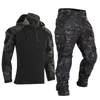 Chándales para hombres Ropa de trabajo de paintball Uniforme militar Bolsillos múltiples Camisas de camuflaje de combate táctico Rodilleras de carga Pantalones Ejército