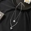 Pendant Necklaces Cute Stainless Titanium Steel Long CHain Heart Multi-layer Necklace For Women Fashion Jewelry 2023 Trend Statement