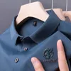 Męski Polos Summer Premium Ice Silk oddychający krótkie koszulka z krótkim rękawem Męska luźna głowa haftowa haftowana koszula polo