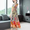 Casual Dresses Zuoman Summer Vintage Plus Size Floral Silk Sundress Boho Beach Midi Elegant Women Party BodyCon Vestidos 230130