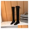 Boots Over The Knee Women Winter Snow Booties Black Grey Beige Brown Stretch Soft Womens Boot Keep Warm Size 3440 01 Drop Delivery S Dhc7R