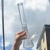 Bong en verre épais et épais, narguilé, bécher à joint de 14.4mm, bongs à eau droits avec receveur, conduites d'eau classiques pour fumer, 16 pouces de haut