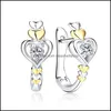 Charme Coeur Boucles D'oreilles Pour Les Femmes Bijoux Sier Boucle D'oreille Or Split Couleur Hearttoheart Stud Drop Delivery Dhklo