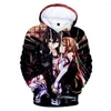 Męskie blumie miecz sztuka online 3D druk z kapturem mężczyźni mężczyźni i kobiety moda bluza 3D Anime wzór jesienny fajny pullover top