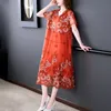 Casual Dresses Purple Embroidery Floral Mesh Vneck Sexig Midi Summer Boho Fashion Light Beach Dres Korean Elegant Loose 230130