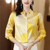 Women's Blouses Gradient Silk Women's Shirts Autumn Winter 2023 Long Sleeve Tops Korea Fashion Office Ladies Party Work Clothing