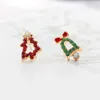 Stud -oorbellen Kerstboom Elk Antler Star Socks Hat Bell Santa Claus Gift Box Crystal Pearl Gift Stud Dale22