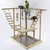 Autres fournitures d'oiseaux 48 * 33 * 53cm Perche de terrain de jeu de perroquet en bois avec échelles Feeder Bite Jouets Cadre Stand Cage Suspension Bridge 230130