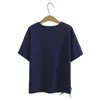 T-shirt da donna T-shirt estive da donna taglie forti per donna T-shirt con o-collo con stampa a maniche corte larga in cotone allentato blu 3XL 4XL 5XL 6XL