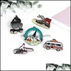 Broches broches vintage bus feuilles de feu épingle en émail pour femmes robe de mode manteau de la badges de broche en métal de démin