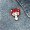 Pins Broschen Katzengesicht Pilz Emaille Pins Benutzerdefinierte Tier Pflanze Brosche Tasche Kleidung Anstecknadel Abzeichen Cartoon Schmuck Geschenk für Kinder Fr Dhqhs