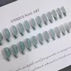 Valse nagels 24 stks blauwe aurora kist nep nagel mode pers op draagbare manicure acryl tips voor meisje volledige omslag