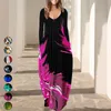 Casual Dresses Women Autumn Print Stitching Flower Long Party Dress 2023 Elegant Sexy Woman Maxi Femme Long-Sleeve