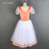 Stage Wear Aankomst van puff mouw lange balletdans tutu sinaasappel fluwelen lijfje met romantische lengte turnpakjurk kostuums 20001