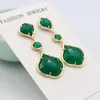 Bengelen oorbellen 6pair mode natuurlijk gefacetteerd roze rood groen jade drop stone post studs voor vrouwen bruids bruiloft feest