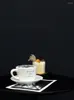 Cups Saucers Ins France Style Coffee Set Art Letters Patroon Design Tea Water Cup en Saucer 220ml Koreaans