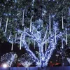 Cordes année 30/50 cm pluie de pluie de météores 8 Tubes LED guirlandes lumineuses étanche noël extérieur Patio mariage arbre fête décoration