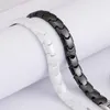 Link Bracelets 10mm Men's/Women's Bangle White/Black Magnet Ceramic Stainless Steel Bracelet Fashion Couple Cuff Chain Gifts Jewelry