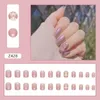 False Nails 24Pcs Press On Black Short 3D Stereo Bear Fake Detachable French Square Head Nail DIY Manicure Decoration