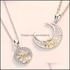 Pendant Necklaces Romantic Valentines Day And Night Stars Love Flowing Star Moon Couple Necklace Ancient Token Heart Drop Delivery J Dhpym