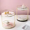 Plates Golden Iron Double Layer Cake Stand Nordic Modern Creative Dessert Display Jewelry Cosmetics Storage Rack Home Decor