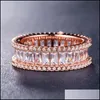 حلقات الفرقة Baguette CZ Eternity Enrendy Engagement Cacket for Women Irregar Copper inlaid Zircon Valentine Drop Drop