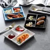 Plates 1pcs Solid Ceramic Plate Divided Dinner Tray Lunch Container Nordic Cookware Porcelain Sushi Steak Tableware