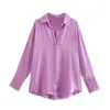 Blouses voor dames cos lris vroege lente dames mode all-match revers lapel lange mouwen los satijnen drape shirt 8741/256