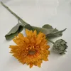 Fleurs décoratives 2 têtes de tournesol, branche de soie artificielle pour la maison, Arrangement Floral, décoration de fête de mariage, accessoires de photographie