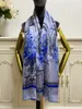 Langer Schal für Damen, doppellagiges Design, Blumen, 100 % Seide, Schals, Größe 170 cm - 62 cm