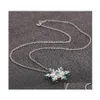 Hänge halsband snöflinga zirkonhalsband vintage lady hängen blå kristall blomma droppleverans smycken dhiyj
