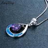 Pendant Necklaces RongXing Silver Color Blue Fire Opal For Women Fashion Purple Birthstone Necklace Jewelry NL0125