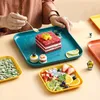 Plates 1Pc Nordic Square Tea Tray Plastic Storage Home Kitchen Fruit Dessert Serving Multi-function Decoration Plate