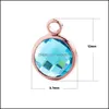 Charms DIY Birthstone Crystal Glass Pendant Rose Gold Charm Armband Bangle Halsband Lucky Simple Colorf Fashion Jewelry for Women W DH5ZT