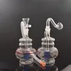 2 Styles Petit brûleur à mazout en verre Bong Bubbler recycleur Fumer Pipe à eau Inline Birdcage Perc avec tuyau et tuyau de brûleur à mazout mâle de 10 mm