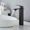 Bathroom Sink Faucets Black Painting Basin Water Tap Single Lever Faucet Mixer Hole Deck Mounted Waterfall HY-7098