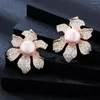 Stud -oorbellen soramoore luxe crossover micro kubieke zirkonia pave vrouwen bruidsbruineel feest verloving big flowerjewelry cadeau