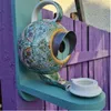 Inne zaopatrzenie ptaków William Morris Cyan Teapot House and Feeder Ceramiczne na zewnątrz wiszące ścienne Wall Garden Decor 230130