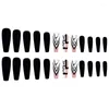 Faux Ongles 24 Pcs Faux Acrylique Mignon Pour Femmes Et Filles 24 Pcs Français Moyen Long Stiletto Amande Presse Sur Ongle