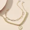 Anklets Design Creative Beach Geometric Double Layer Anklet Set Gold Poled Initial for Women Sieraden
