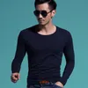 Heren t-shirts Men Spring herfst Comfort Lange mouw heren t-shirt o-neck solide polyester t-shirt mannen klassieke kleur all-match roodblauw zwart 230130