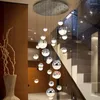 Pendant Lamps Led Lights For Stairs Living Room Crystals Apartment Nordic Ball Chandelier Villa Staircase Long Hanging Lamp