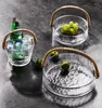 Plates Glass Fruit Plate With Rattan Handle Salad Wine Dessert Cake Tray Meal Pasta Storage Container Main Dish Western