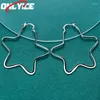 Hoop Earrings 925 Sterling Silver Large Pentagram Women Fashion Glamour Christmas Party Wedding Engagement Jewelry