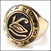 Wedding Rings Derde oog van Horus Egyptische sieraden Sier Gold Mens roestvrijstalen ring Ancient Statement Drop Delivery Dhkph