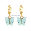 Dangle Chandelier Colorf Acrylic Butterfly Earrings For Women Acetic Acid Plated Statement Hoop Ear Clip Fashion Jewelry Gift Drop Dh2Vg