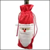 Christmas Decorations Santa Claus Gift Bags Red Wine Bottle Er Xmas Champagne Bag 31X13Cm Wq101 Drop Delivery Home Garden Festive Pa Dhkcs