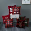 Pillow /Decorative Christmas Decoration Case Letter Red Checked Pattern Cover Geometry Living Room Case/Decorative