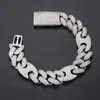 Mens Bling Bracelet 20 mm 7/8/9 inch geel wit goud vergulde CZ Cubaanse armbanden ketting voor mannen mooi geschenk