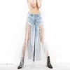 Dames broek vrouwen hoge taille mesh patchwork denim los romper broek streetwear 2023 mode indie vrouwelijk vintage wijd been